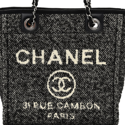 Chanel Mixed Fibers Calfskin Mini Deauville Tote Black White 8 of 10