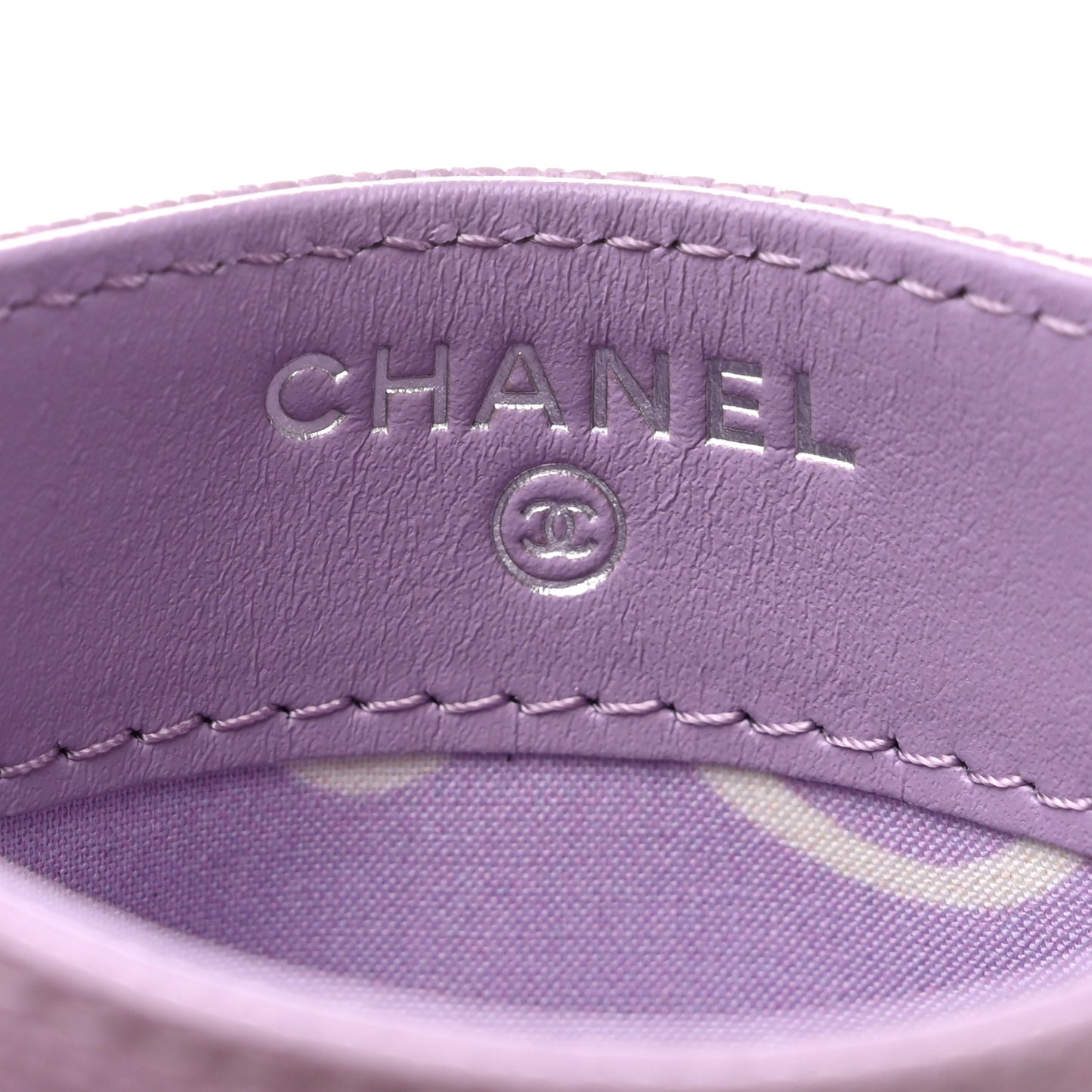Caviar Quilted CC Logo Card Holder Light Purple