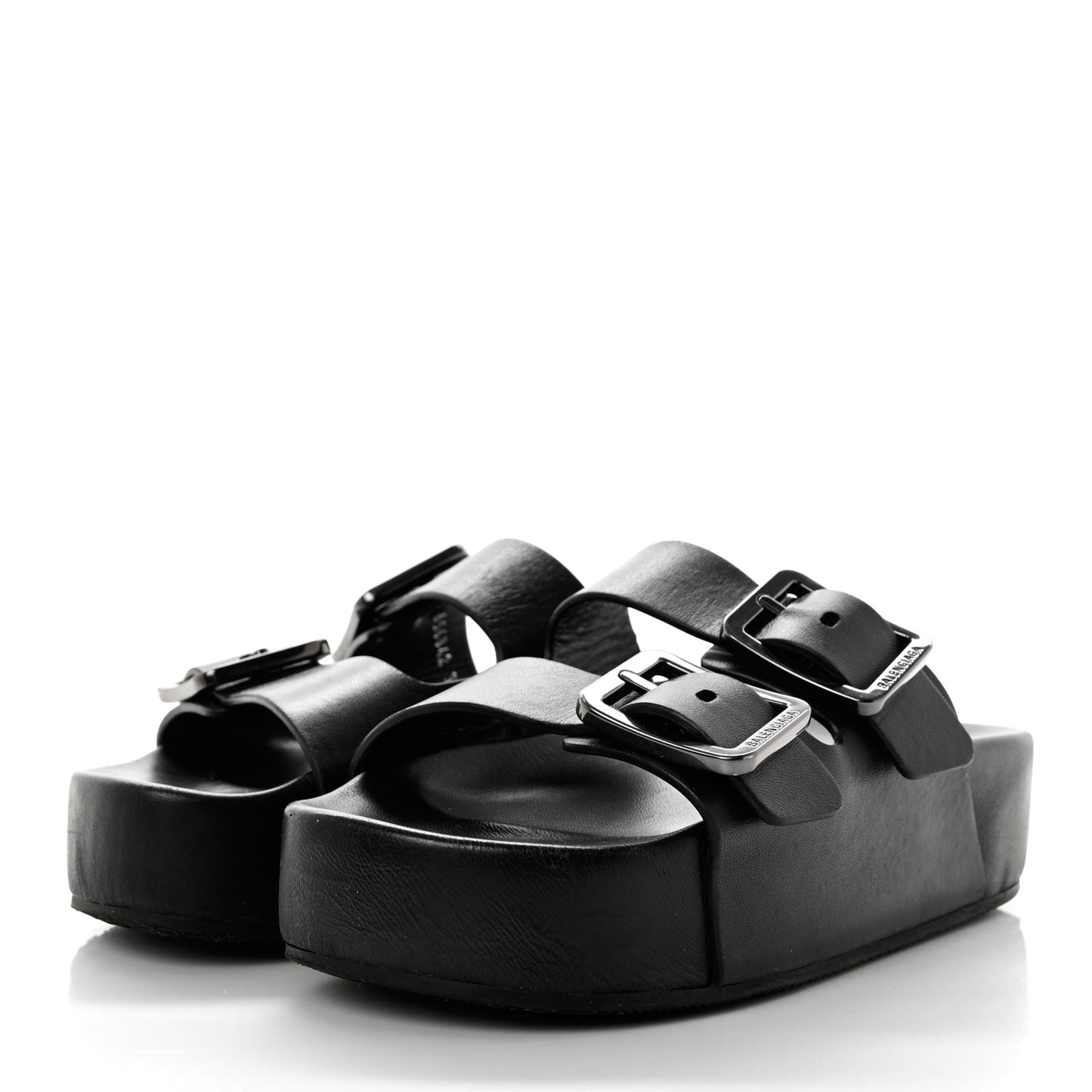 Smooth Nappa Mallorca Platform 50mm Slide Sandals 36 Black