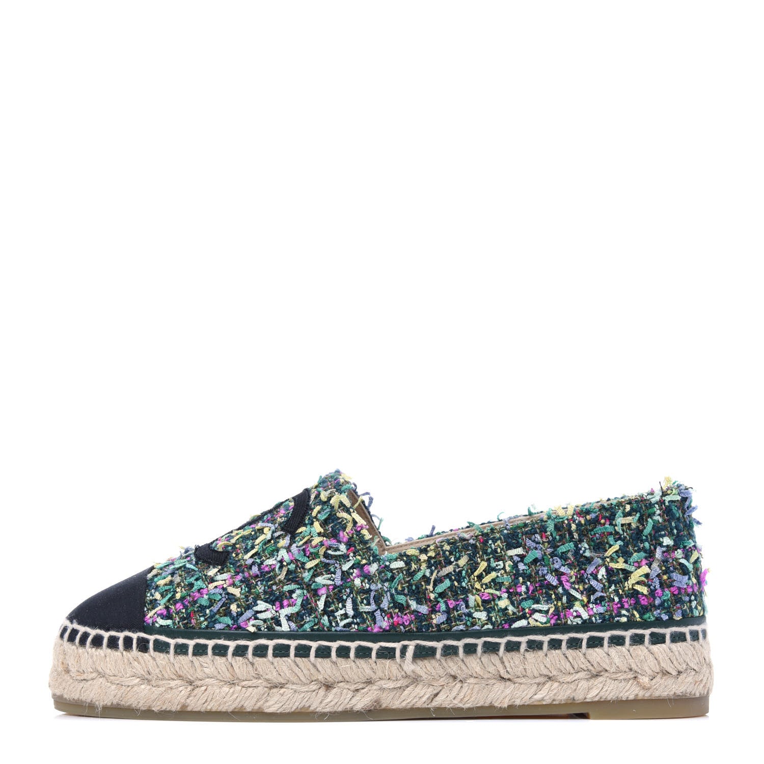 Chanel Tweed CC Espadrilles 36 Turquoise Multicolor 1 of 8