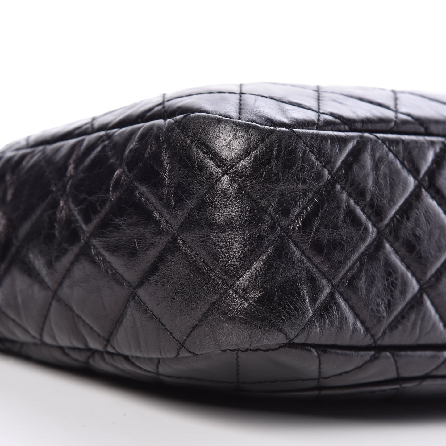 Metallic Aged Calfskin Quilted Large Reissue Camera Case Silver