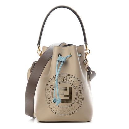 Fendi Vitello Grace F is Fendi Stamp Patch Perforated Small Mon Tresor Bucket Bag Nuvola 1 of 8