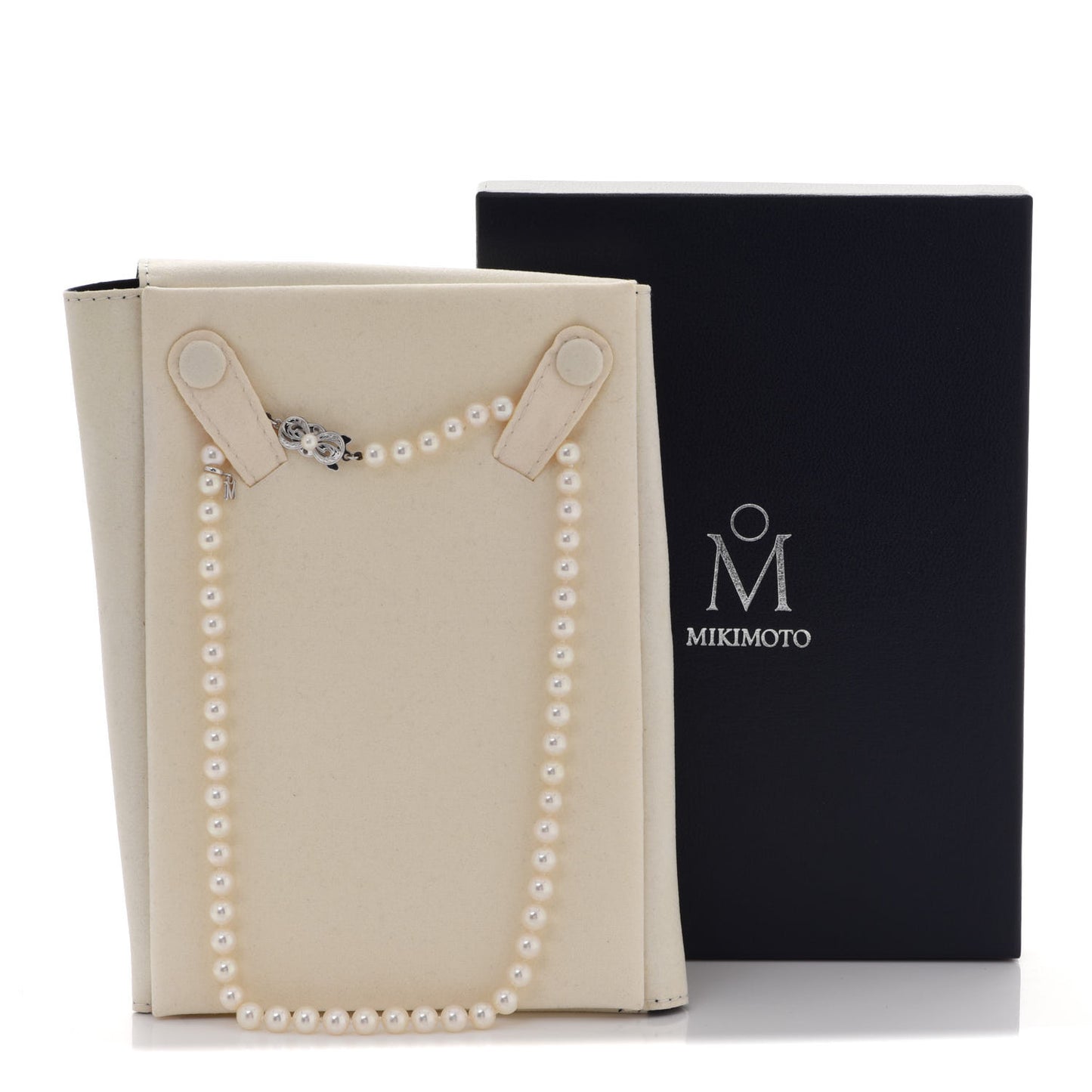 18K White Gold Akoya Pearl 6-6.5mm Strand Necklace 16"