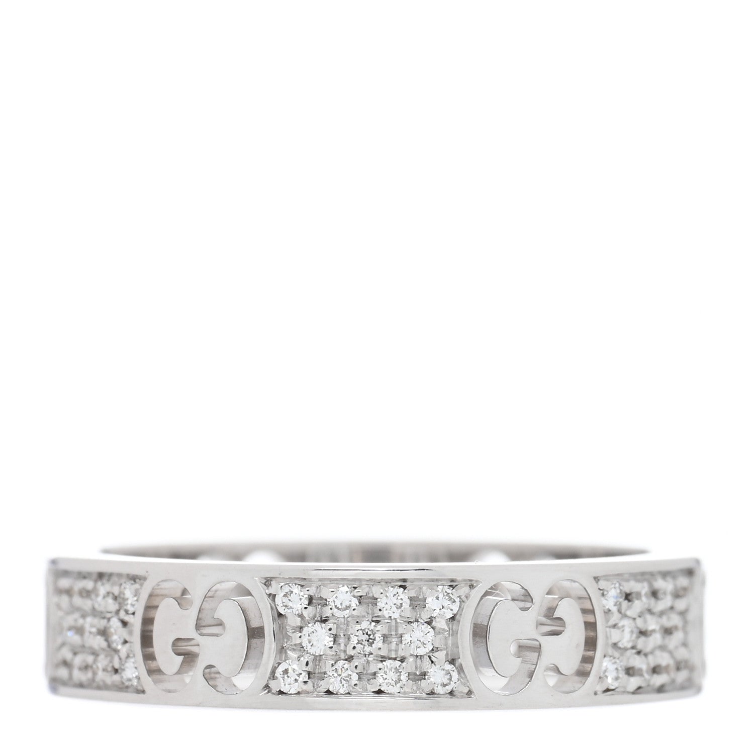 Gucci 18K White Gold Diamond Icon Stardust Band Ring 53 6.5 3 of 5