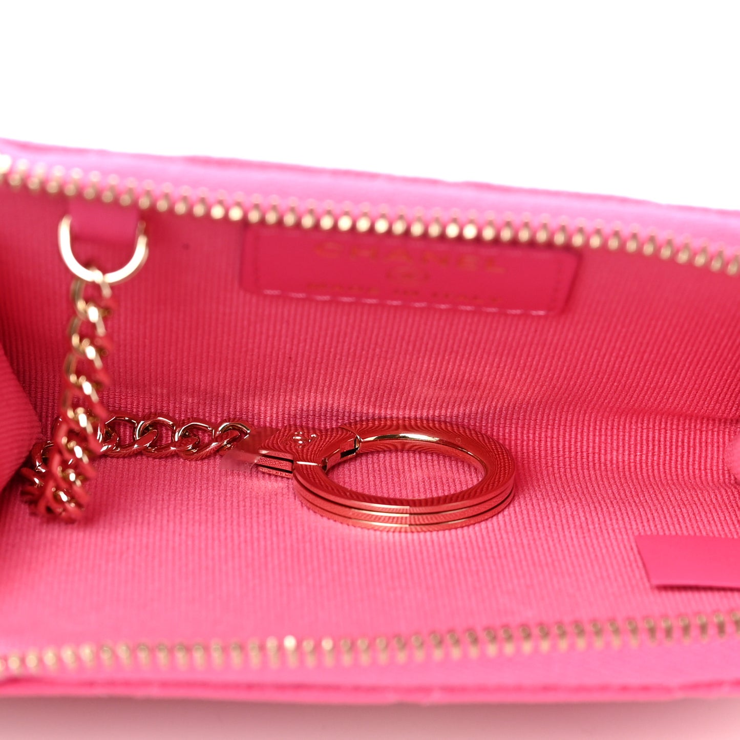 Caviar Quilted Zipped Key Holder Case Pink