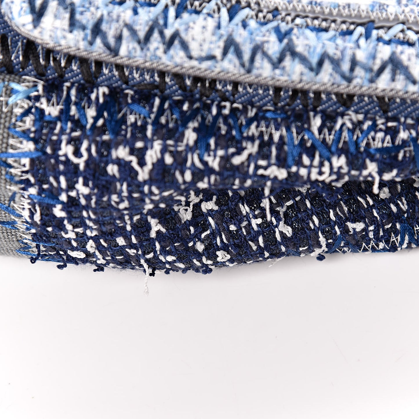 Denim Tweed Patchwork Jumbo Single Flap Blue