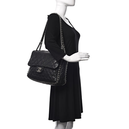 Chanel Washed Lambskin Quilted Maxi Chain Around Flap Black 2 of 9