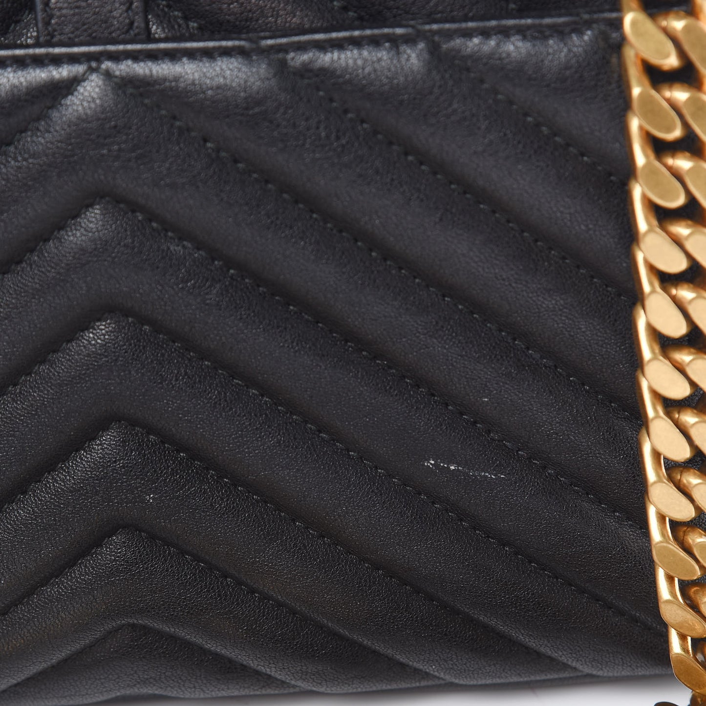 Sheepskin Matelasse Chevron Monogram Medium College Bag Black
