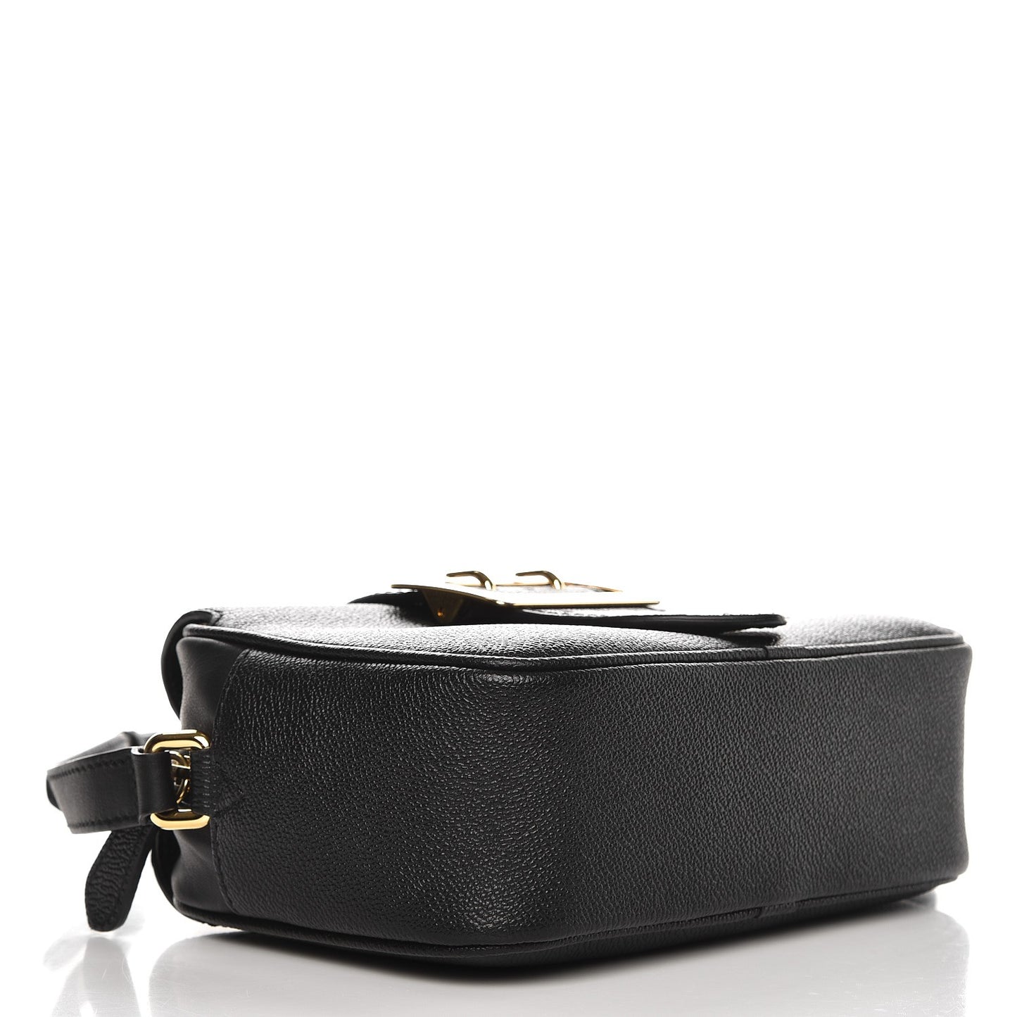 Soft Grain Calfskin Small Buckle Zip Bag Black