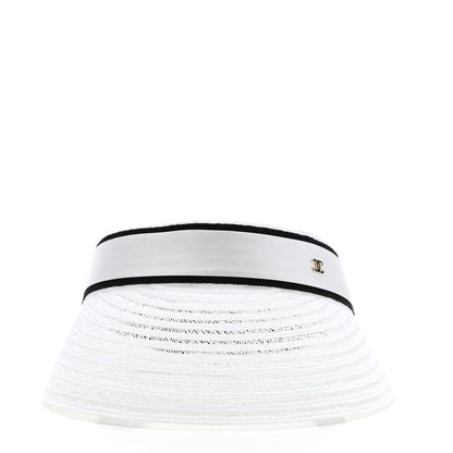 Chanel Abaca Cotton Ribbon Visor S Ecru White 3 of 9