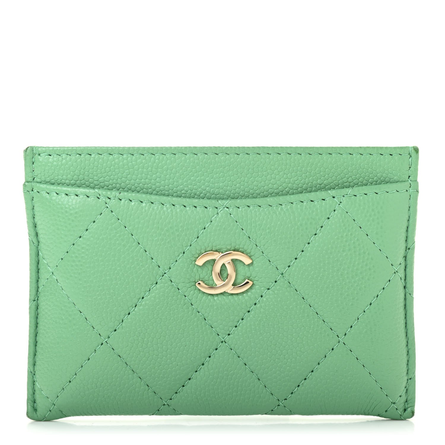 Chanel Caviar Quilted Card Holder Green 1 of 8