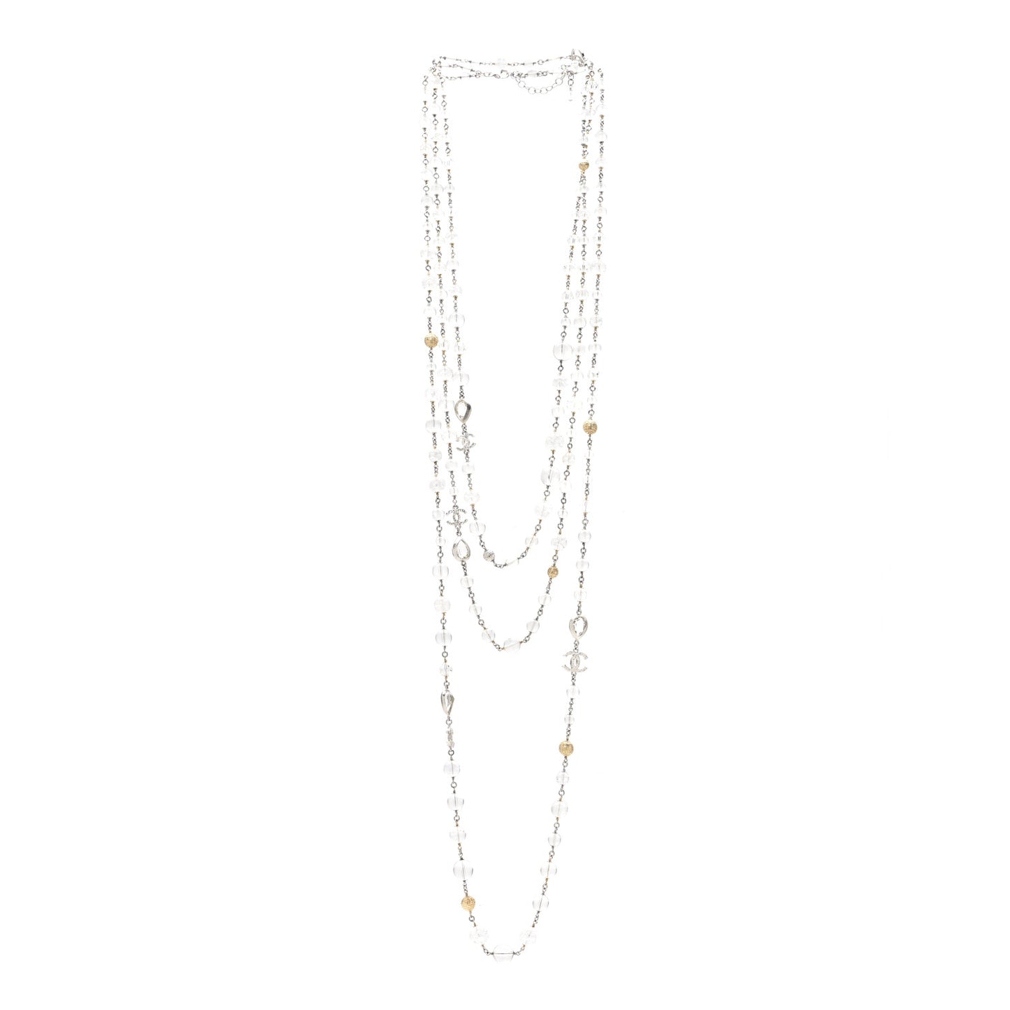 Gripoix Glass Bead CC Metiers d'Art Paris Salzburg Long Necklace Silver