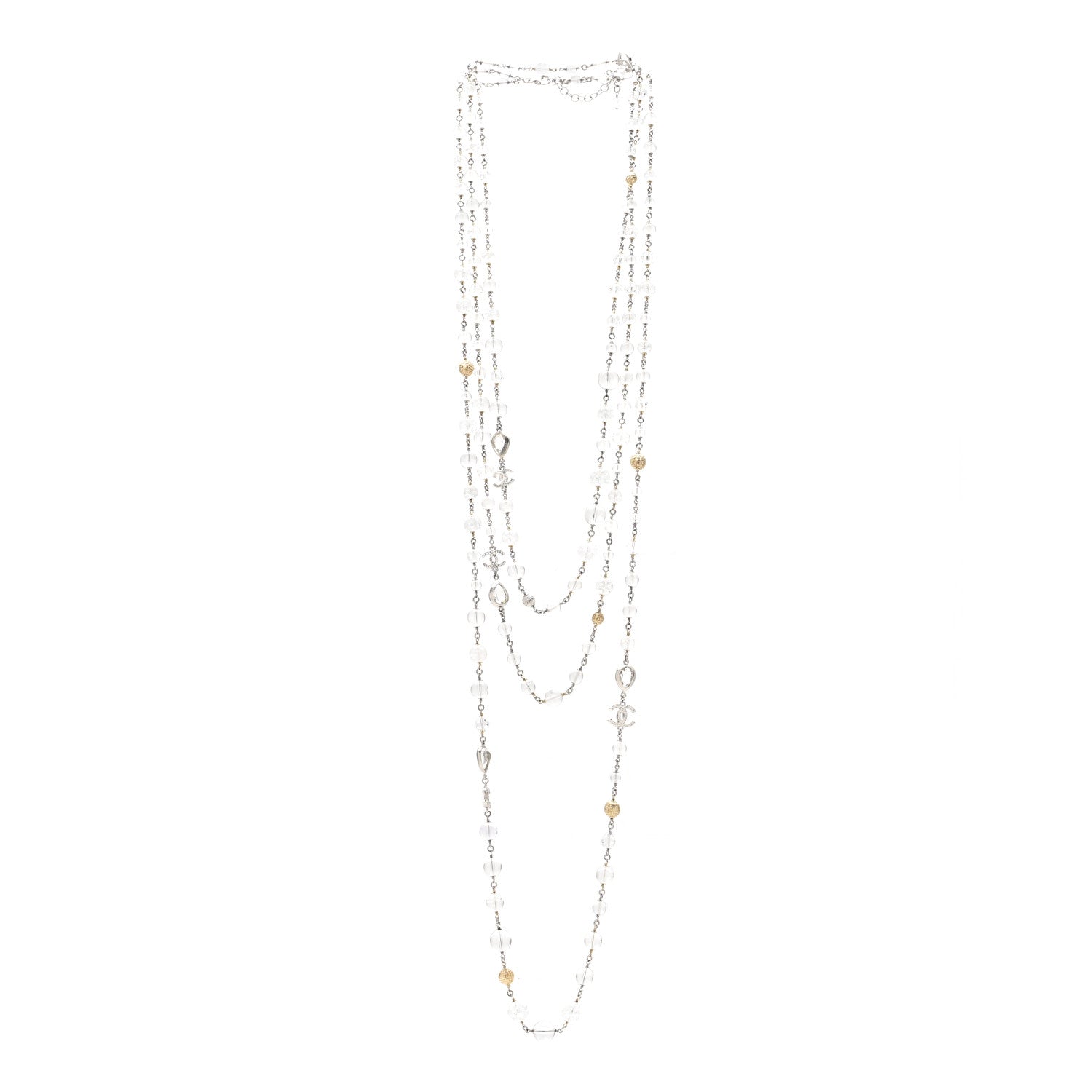 Chanel Gripoix Glass Bead CC Metiers d'Art Paris Salzburg Long Necklace Silver 3 of 5