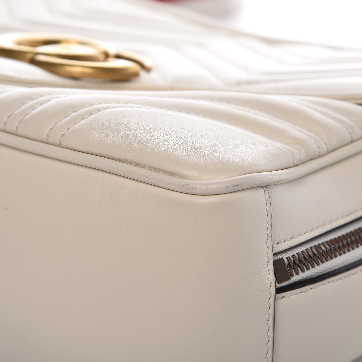 Gucci Calfskin Matelasse Sylvie Web Small GG Marmont Top Handle Shoulder Bag White 10 of 10