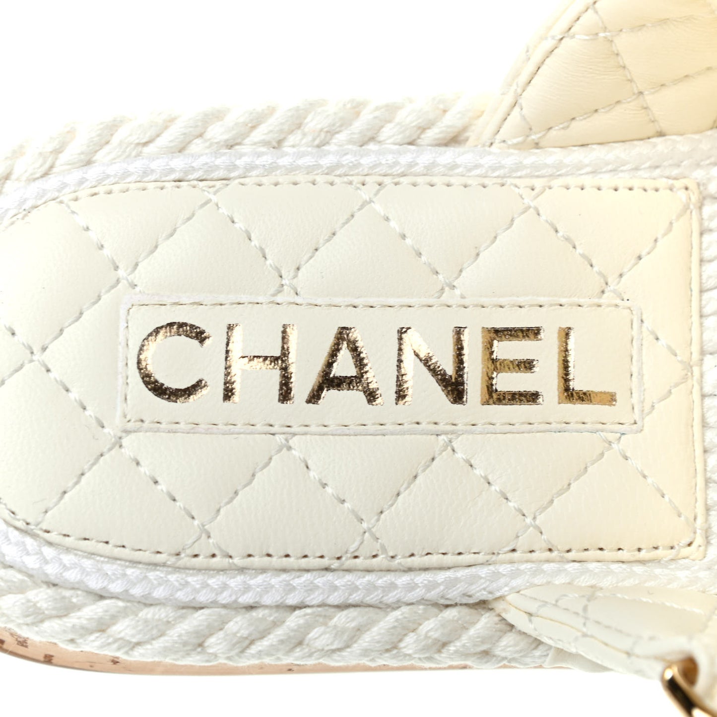 Cord Lambskin Quilted Logo Mules 36 White
