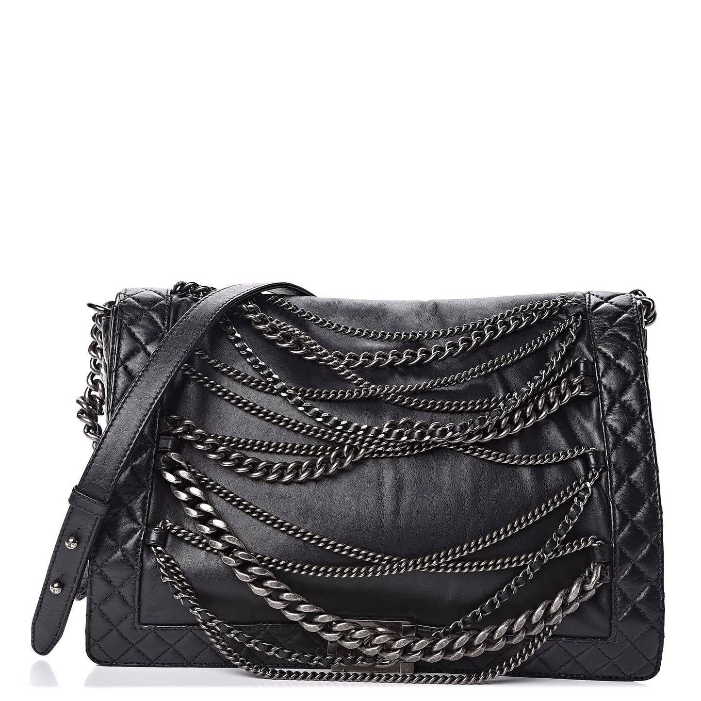 Calfskin Enchained XL Boy Flap Black