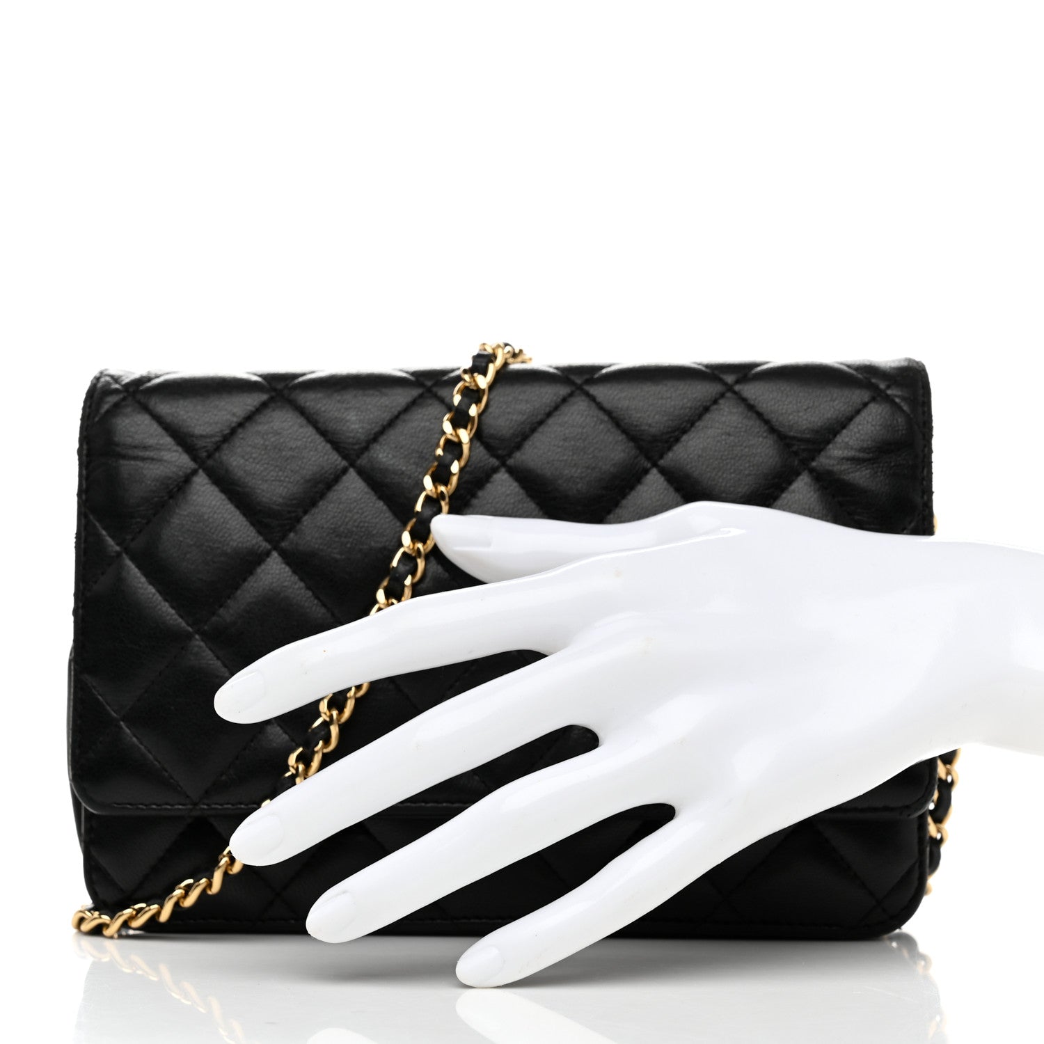 Chanel Lambskin Quilted Wallet On Chain WOC Black 2 of 13