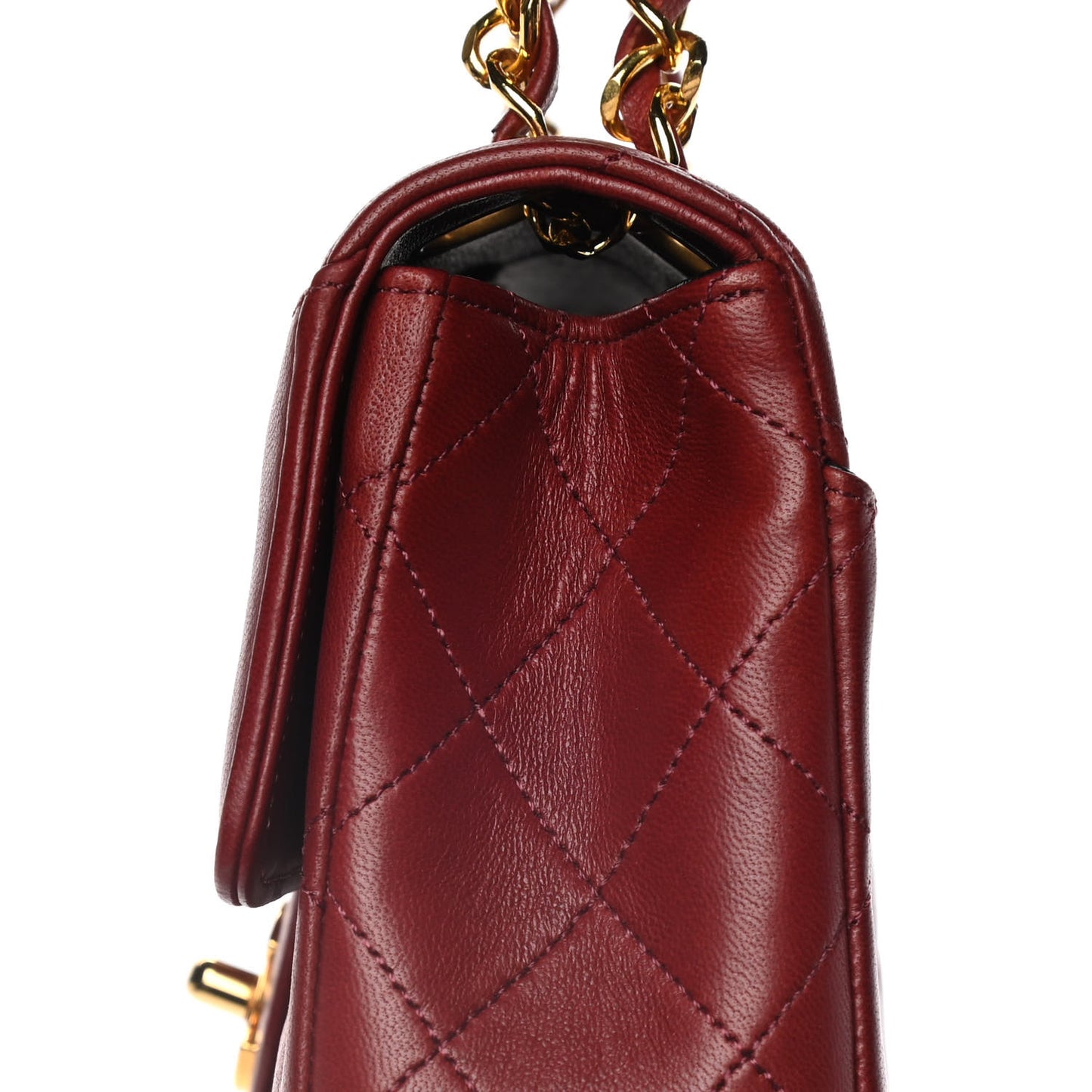 Lambskin Quilted Small Single Flap Red