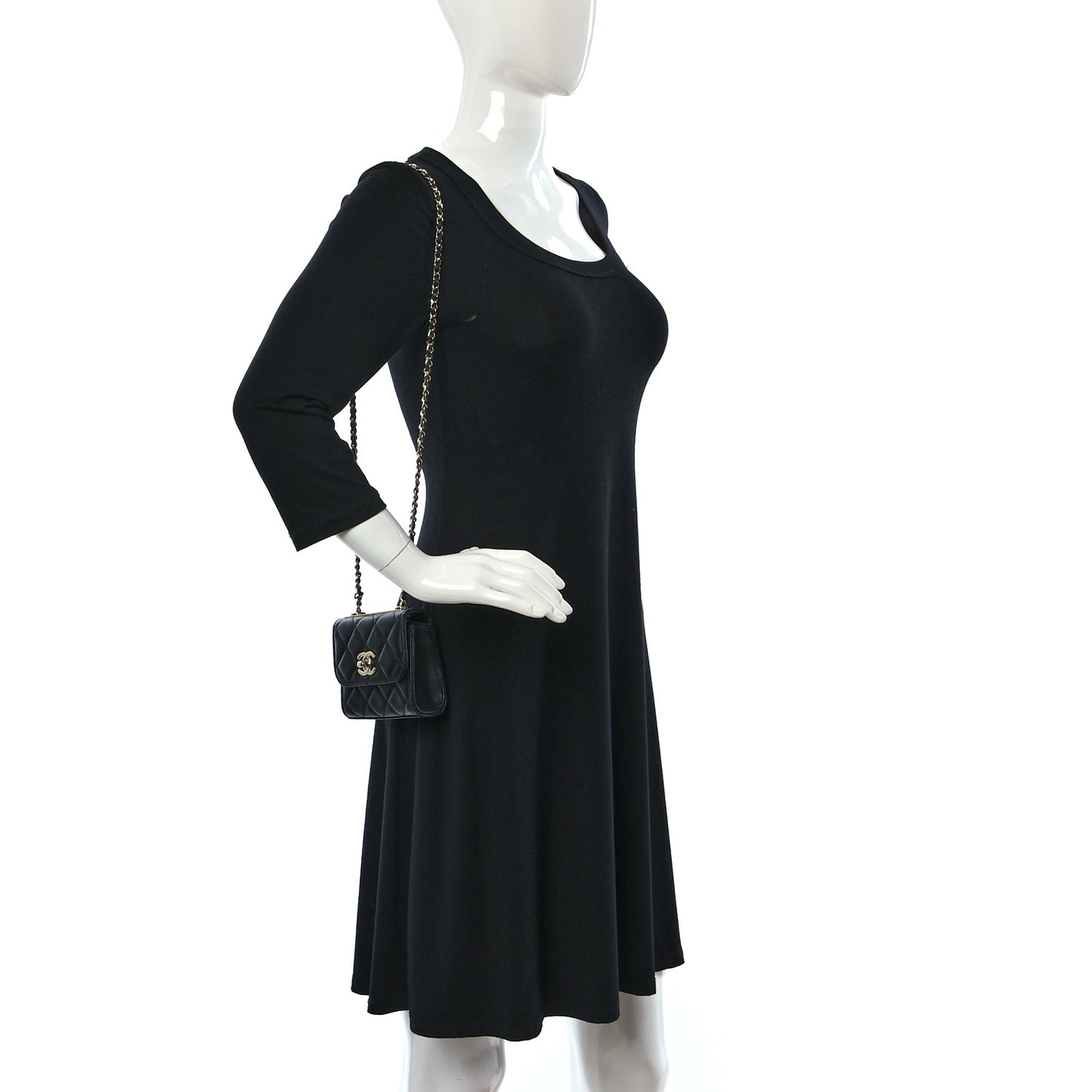 Lambskin Quilted Mini Trendy CC Clutch With Chain Black