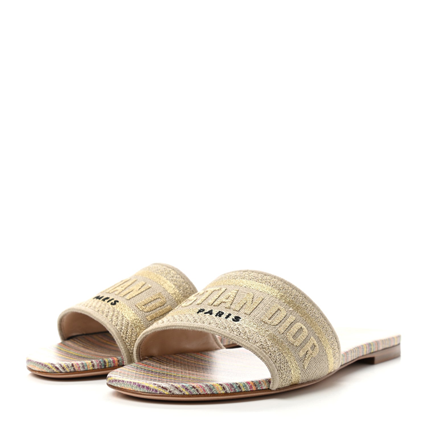 Christian Dior Lurex Romance Embroidered Dway Mules Slide Sandals 37 Metal Multicolor 3 of 8
