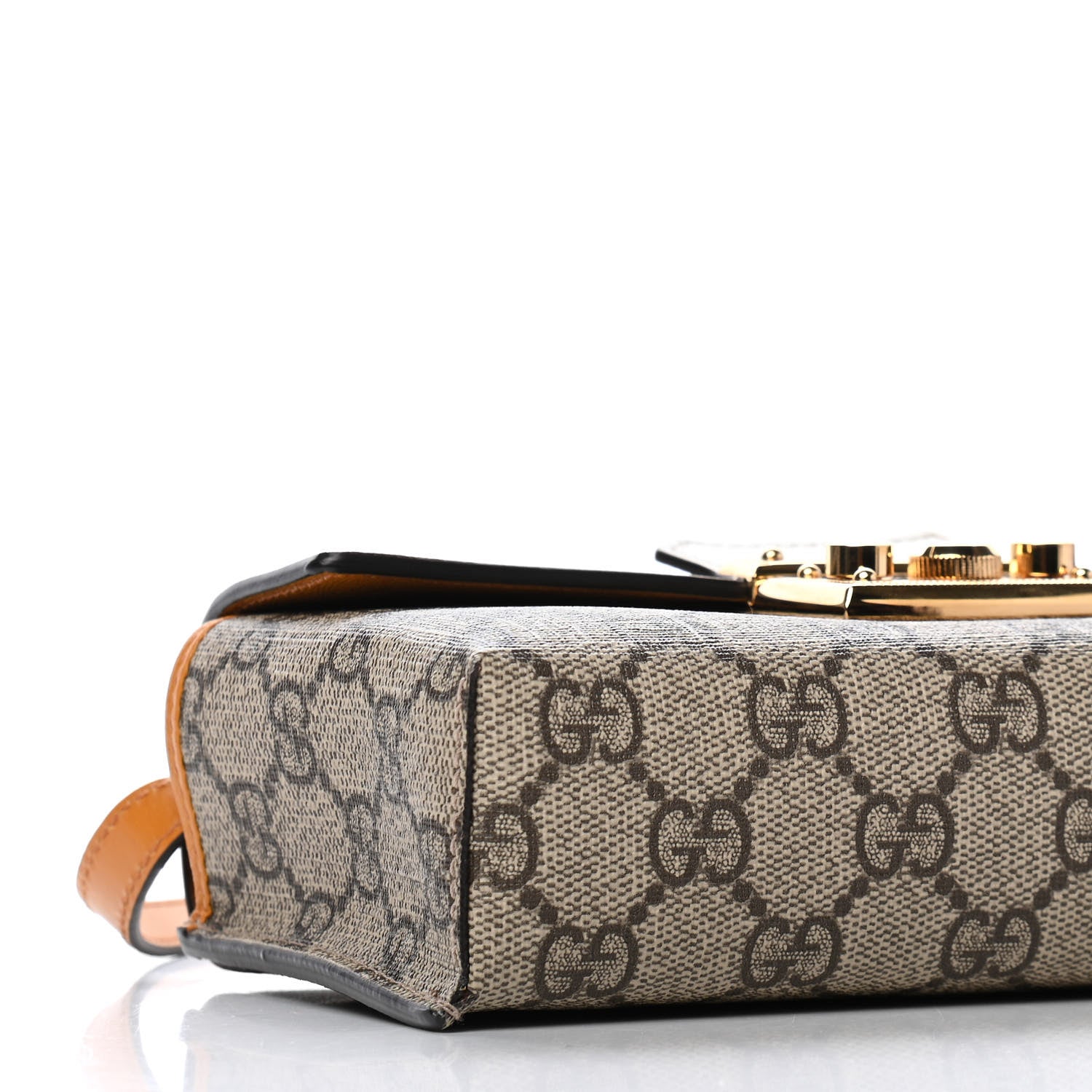 Gucci GG Supreme Monogram New Sakai Calfskin Mini Padlock Top Handle Shoulder Bag Beige Ebony Mystic White Sun Oil 8 of 9