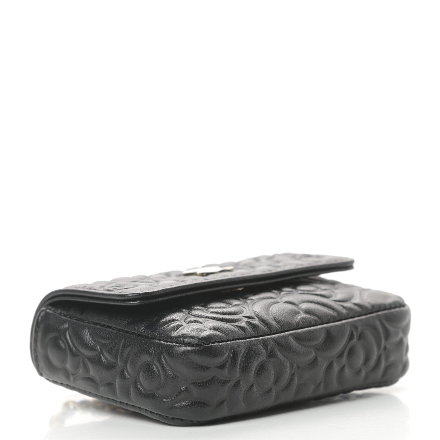 Chanel Lambskin Camellia Embossed Chain Belt Bag Black 4 of 12