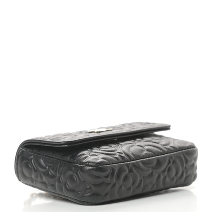 Chanel Lambskin Camellia Embossed Chain Belt Bag Black 4 of 12
