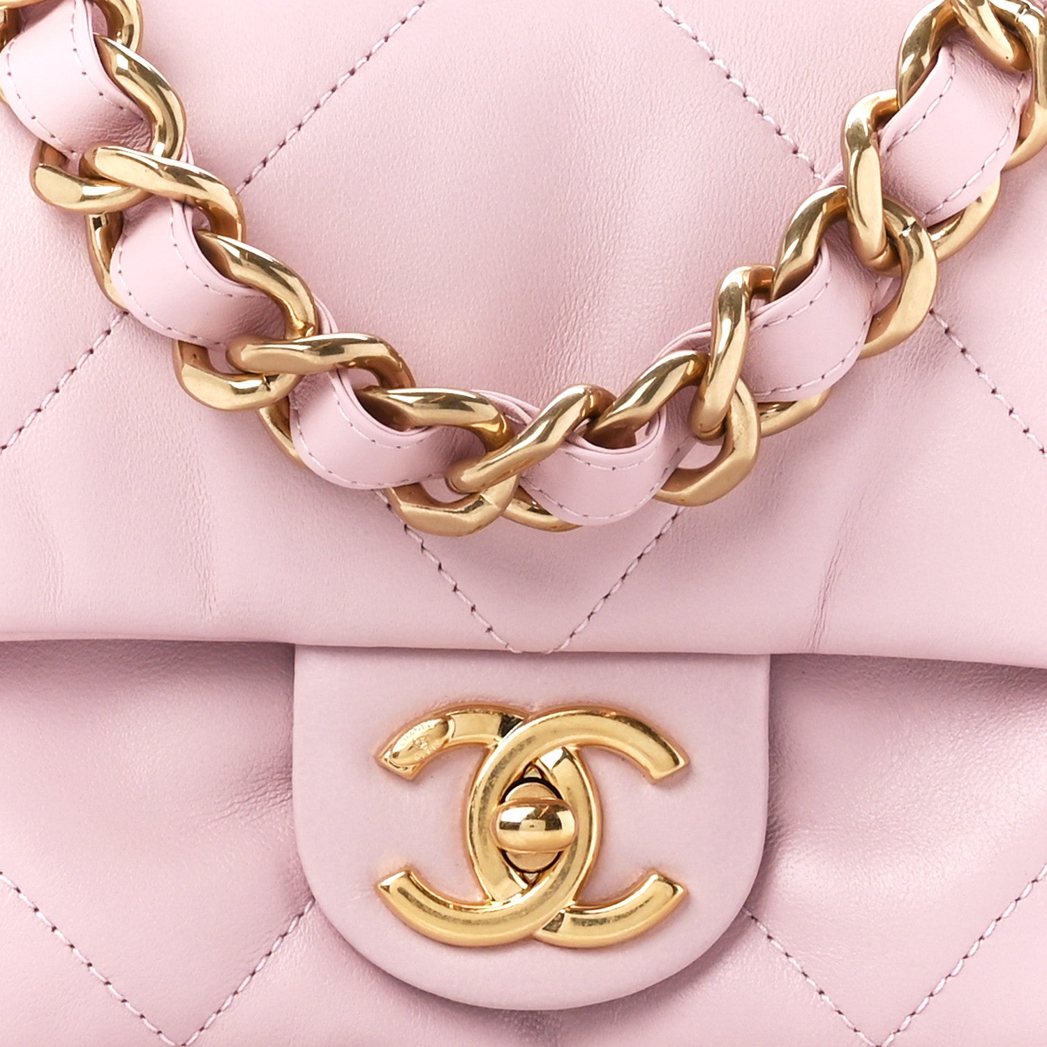 Chanel Lambskin Quilted Small Chain Top Handle Flap Rose Clair 9 of 12