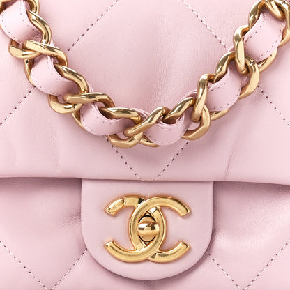 Chanel Lambskin Quilted Small Chain Top Handle Flap Rose Clair 9 of 12