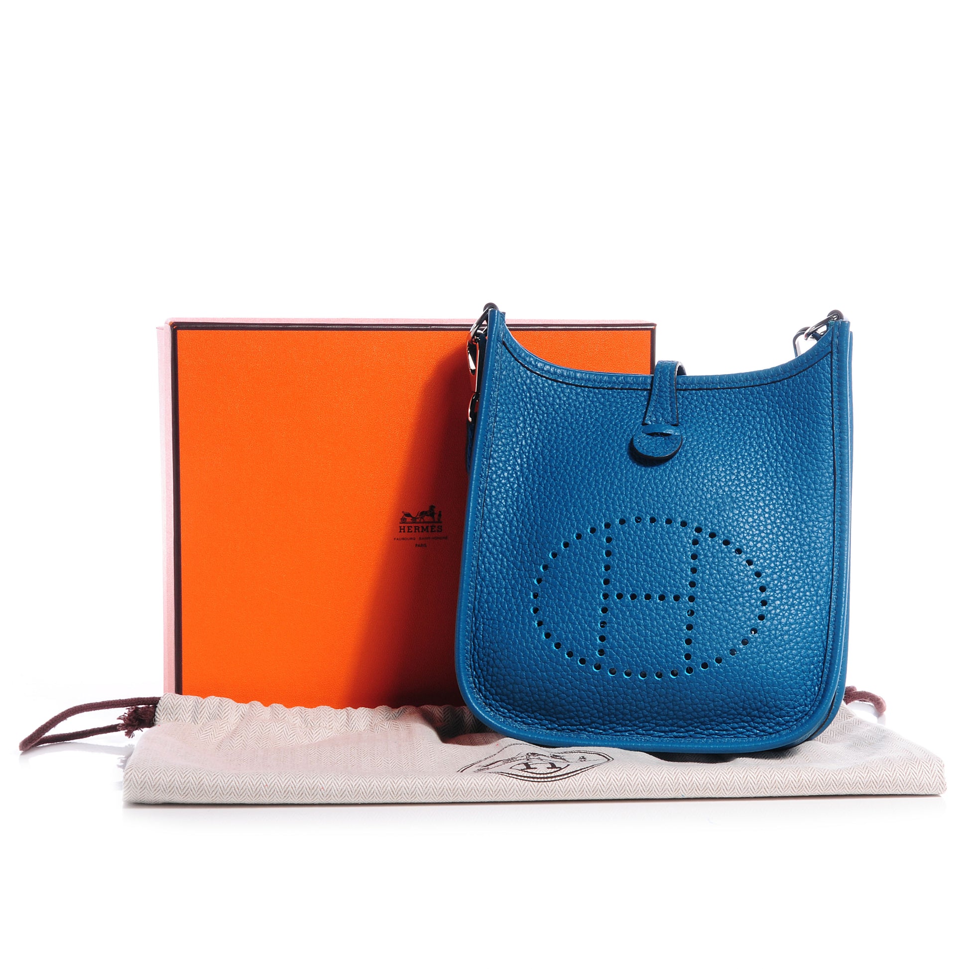 Hermes Taurillon Clemence Evelyne TPM Bleu Izmir Malachite 8 of 8