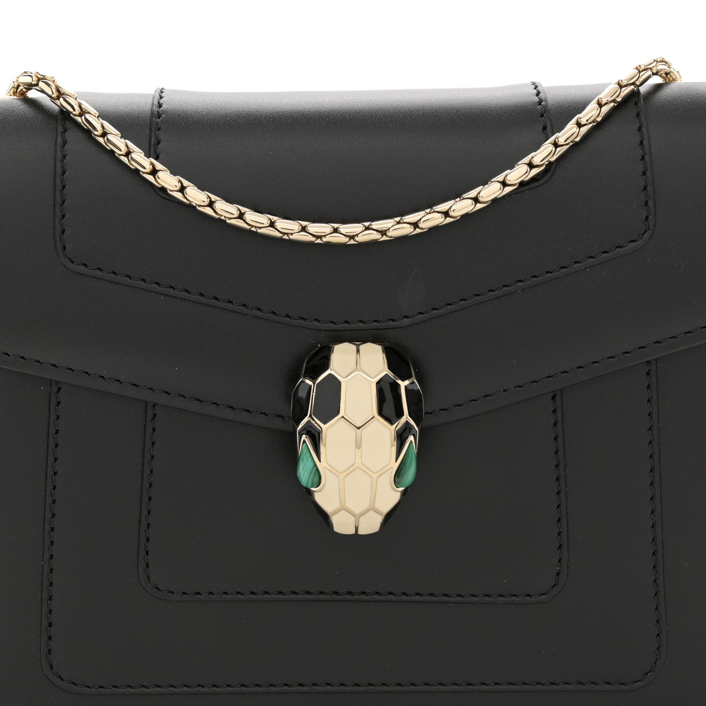 Calfskin Small Serpenti Forever Snake Strap Crossbody Bag Black
