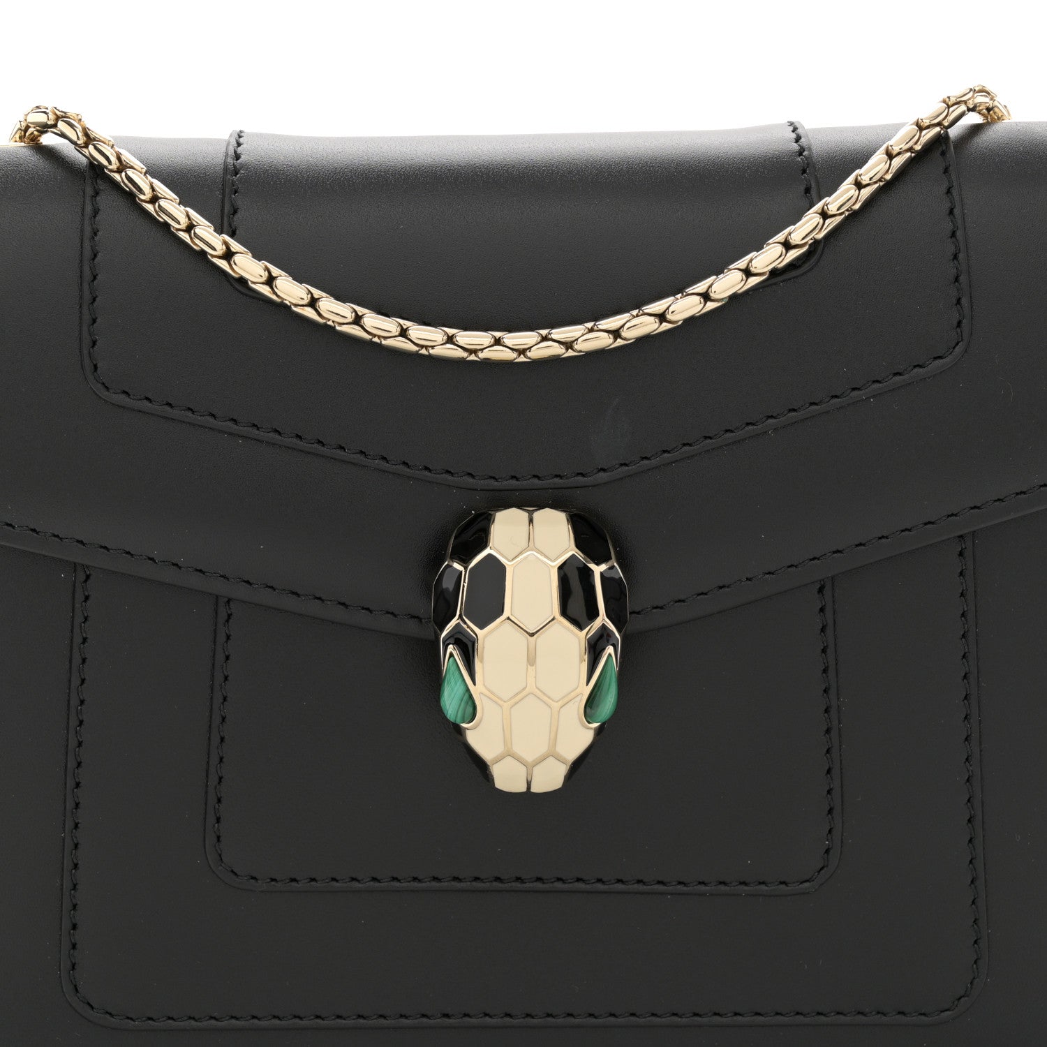 Bulgari Calfskin Small Serpenti Forever Snake Strap Crossbody Bag Black 7 of 11