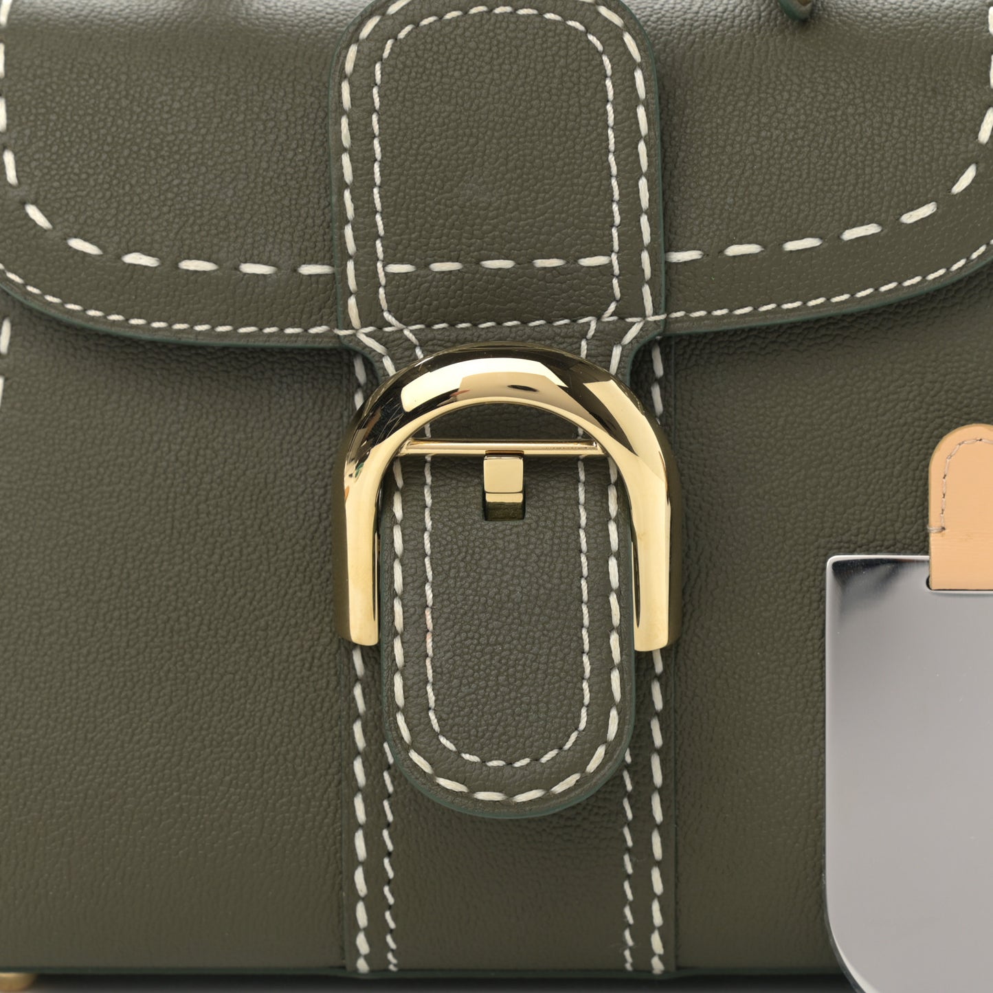 Grained Rodeo Calfskin Surpique Mini Brillant Satchel Kaki Ivory