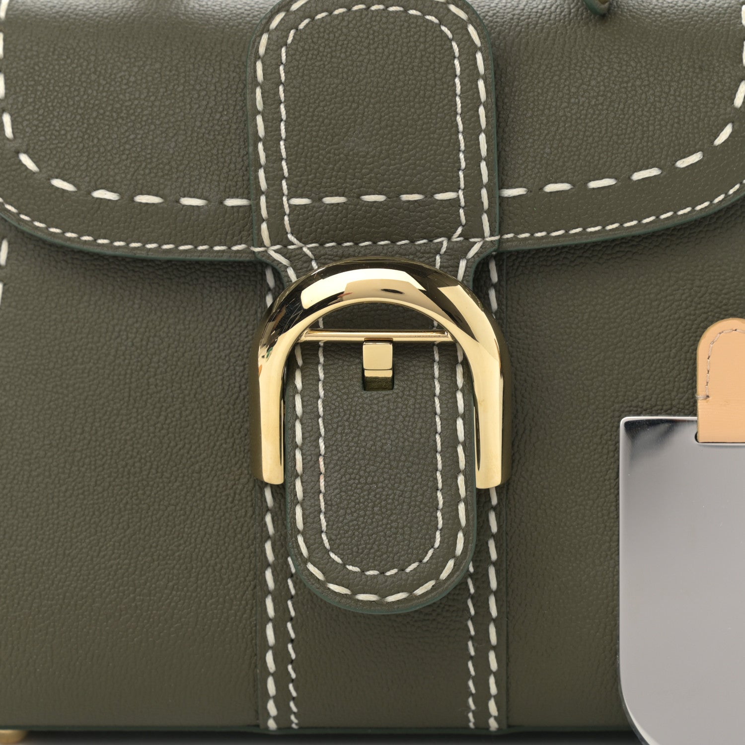 Delvaux Grained Rodeo Calfskin Surpique Mini Brillant Satchel Kaki Ivory 8 of 10