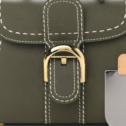 Delvaux Grained Rodeo Calfskin Surpique Mini Brillant Satchel Kaki Ivory 8 of 10