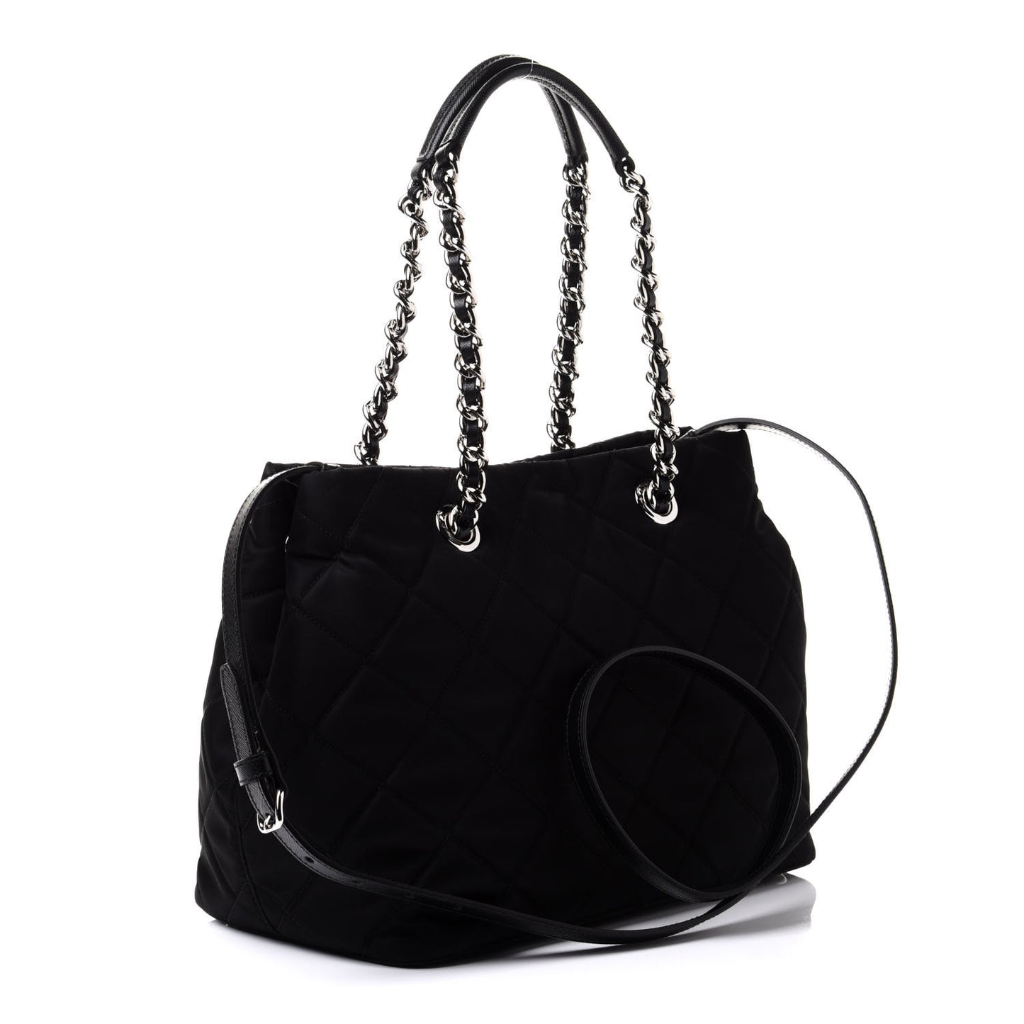 Tessuto Nylon Quilted Shopping Tote Black