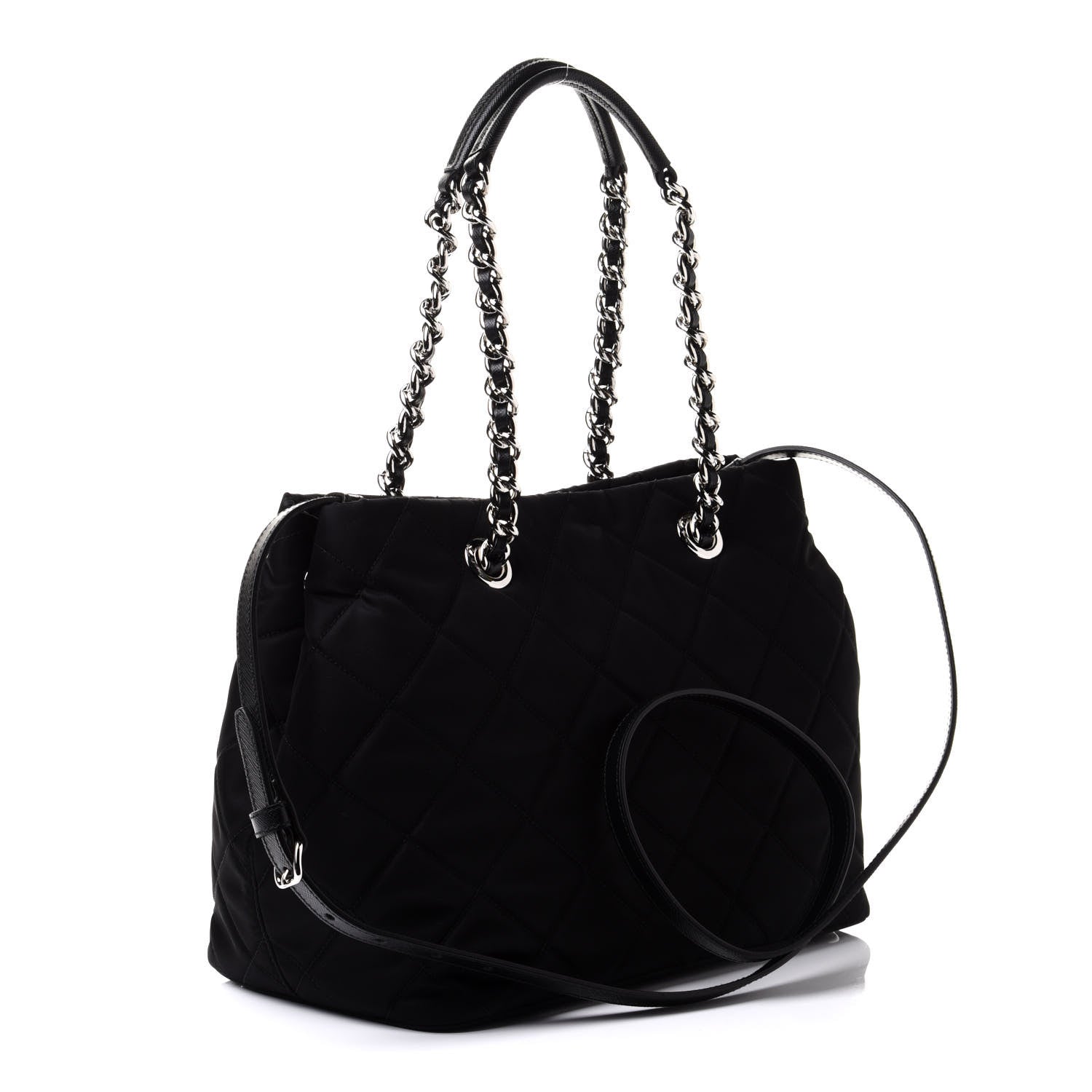 Prada Tessuto Nylon Quilted Shopping Tote Black 2 of 9