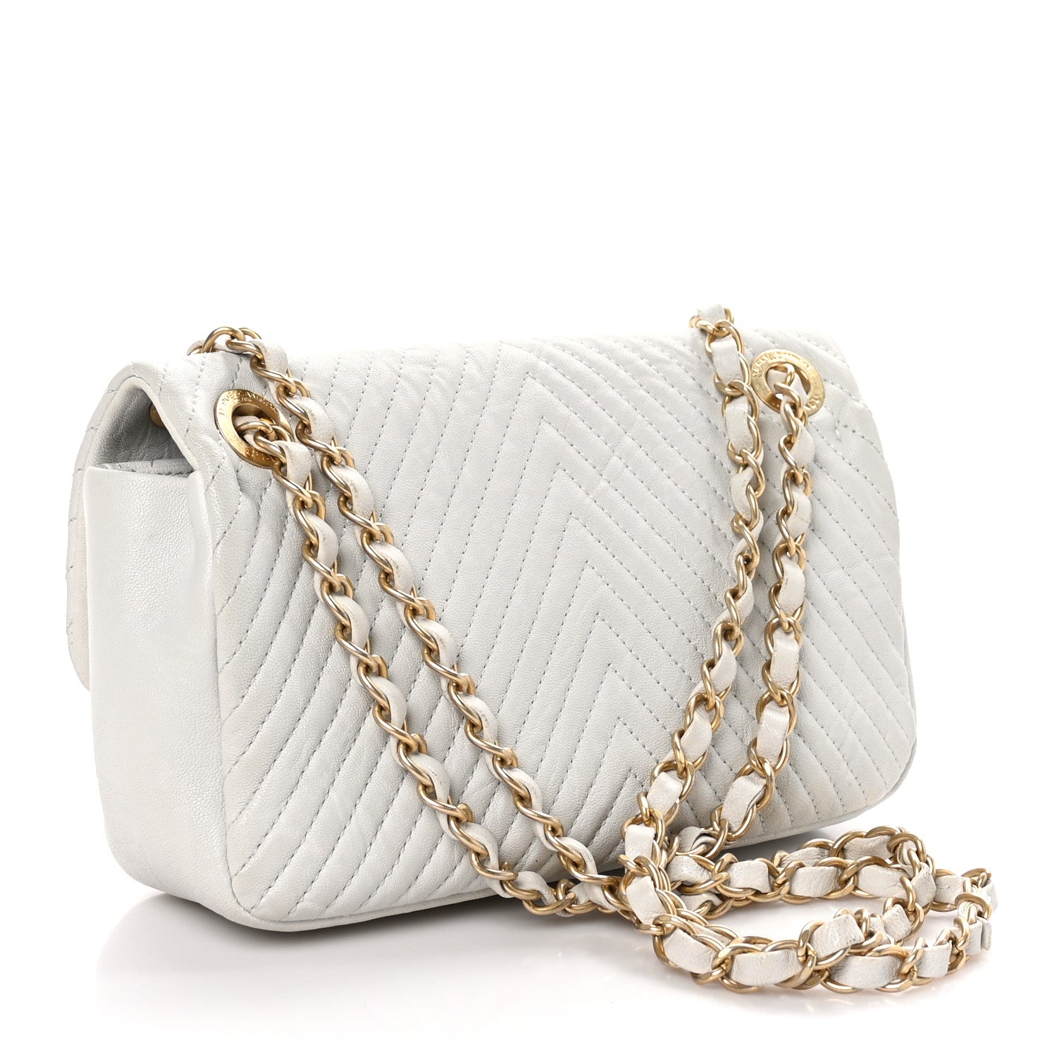 Chanel Calfskin Surpique Chevron Small Flap White 3 of 9