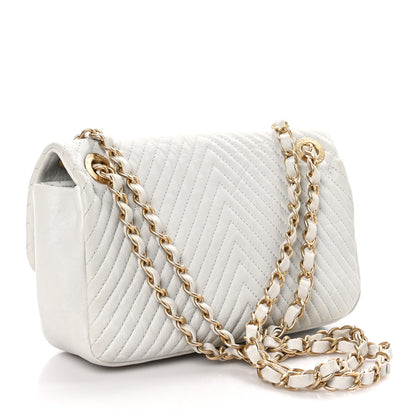 Chanel Calfskin Surpique Chevron Small Flap White 3 of 9