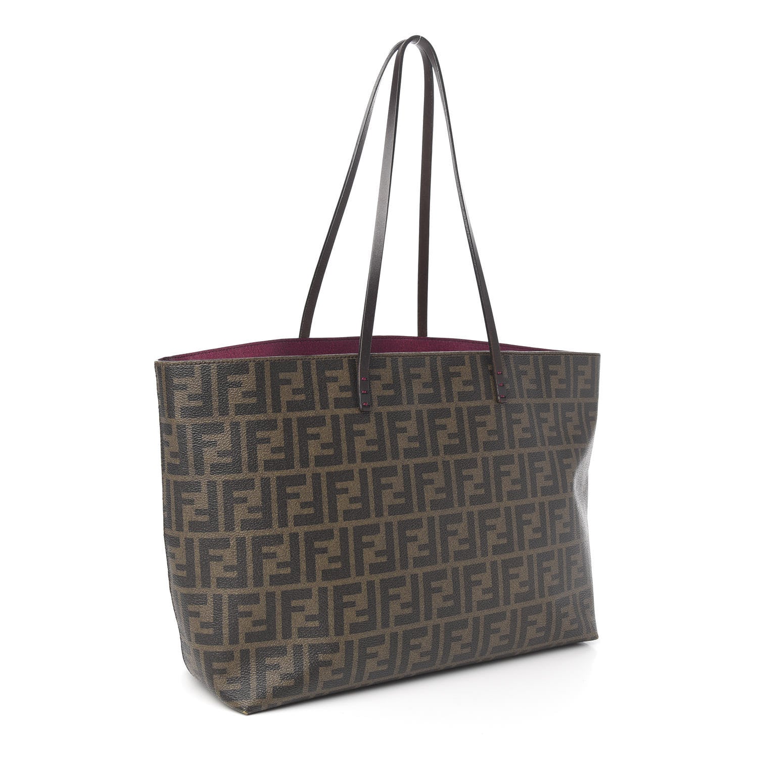 Fendi Zucca Spalmati Medium Roll Tote Tobacco Fuxia 2 of 10
