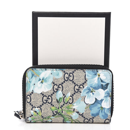 Gucci GG Supreme Monogram Blooms Zip Around Card Case Wallet Beige Blue Navy 6 of 6