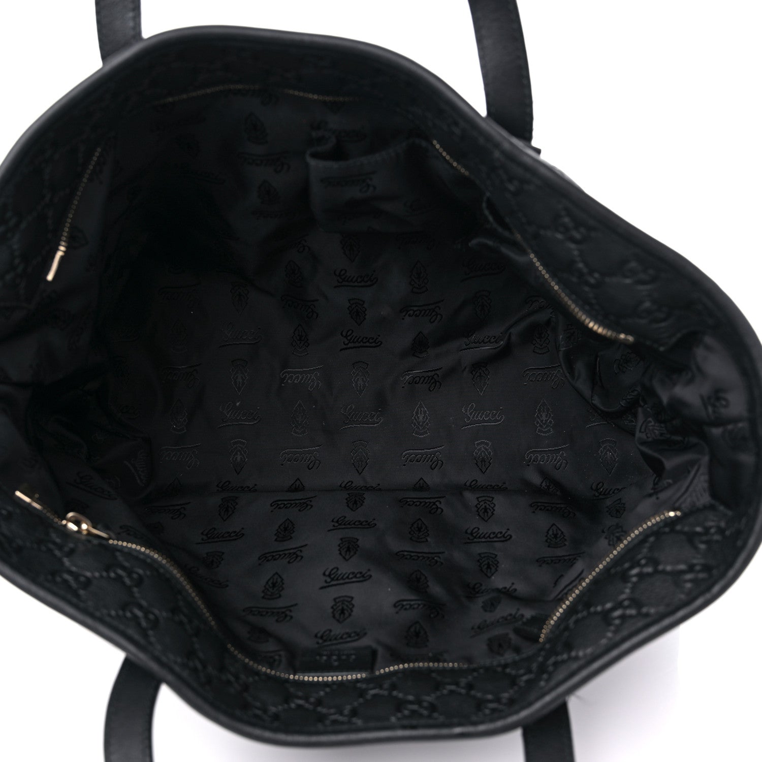 Gucci Guccissima Medium Zippered Shopping Tote Black 5 of 16