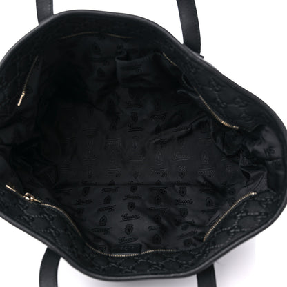 Gucci Guccissima Medium Zippered Shopping Tote Black 5 of 16