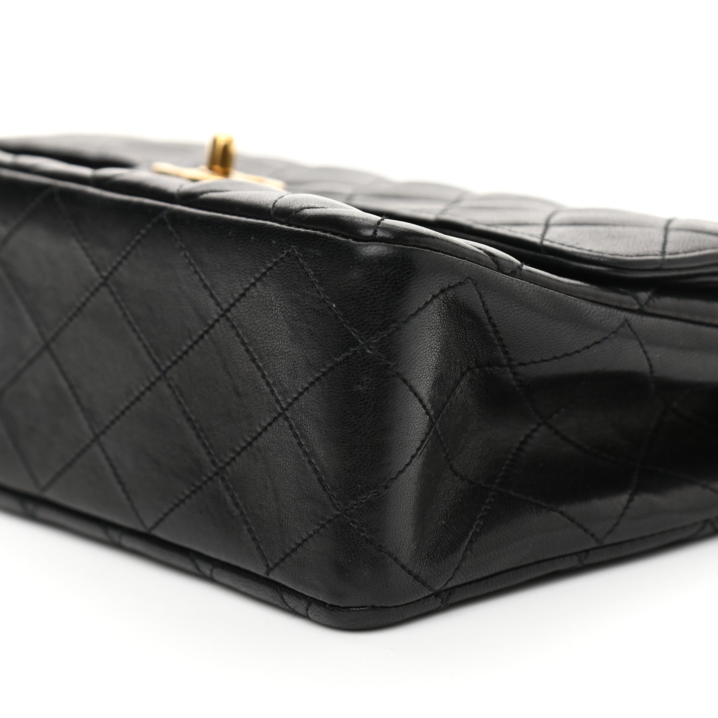 Lambskin Quilted Medium Double Flap Black