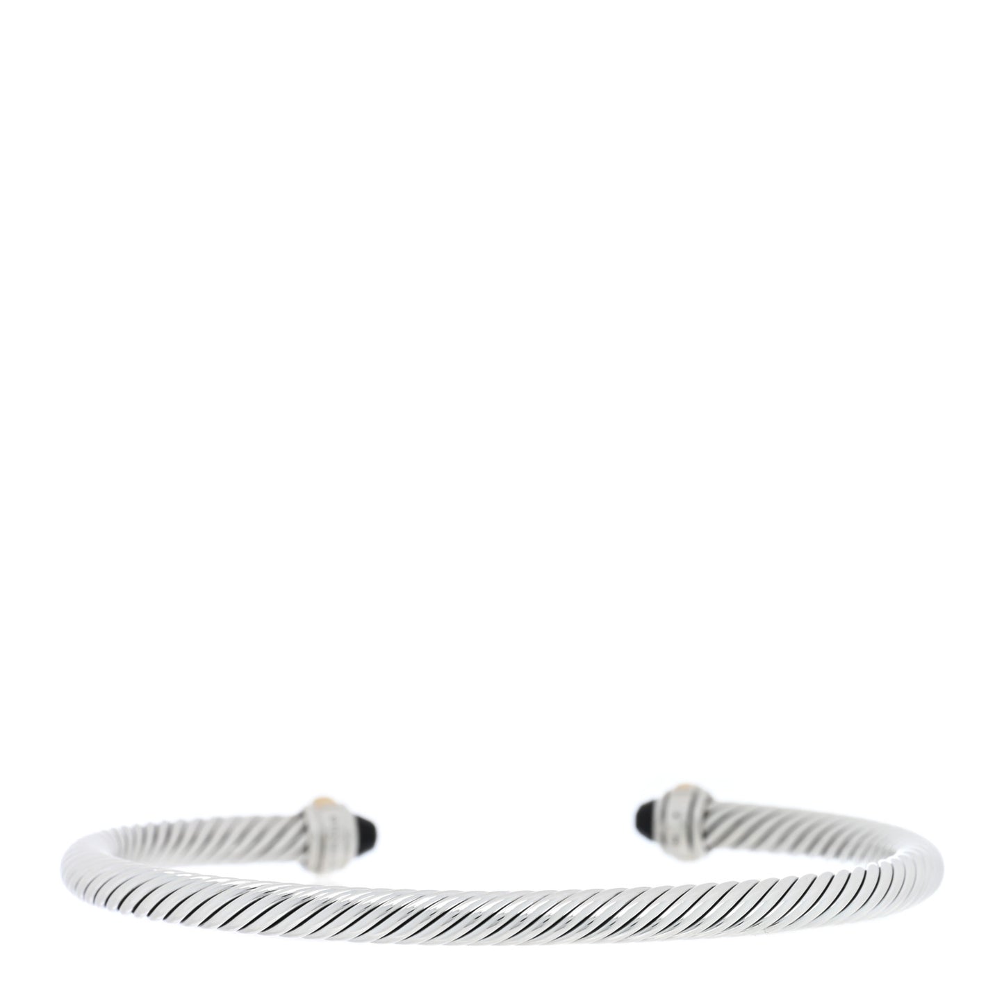 Sterling Silver 18K Yellow Gold Black Onyx 4mm Cable Classics Bracelet