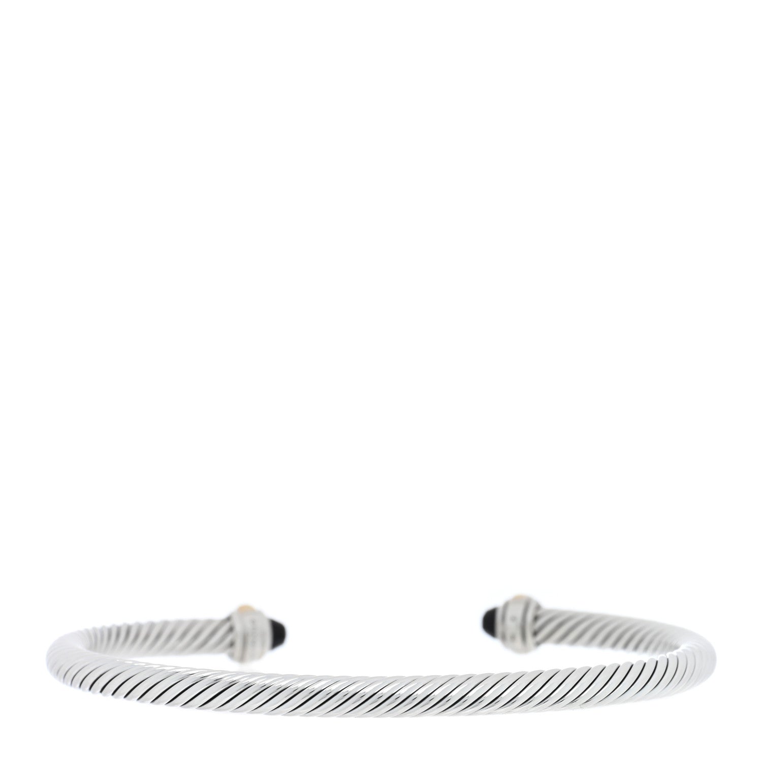David Yurman Sterling Silver 18K Yellow Gold Black Onyx 4mm Cable Classics Bracelet 2 of 3