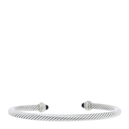 David Yurman Sterling Silver 18K Yellow Gold Black Onyx 4mm Cable Classics Bracelet 2 of 3