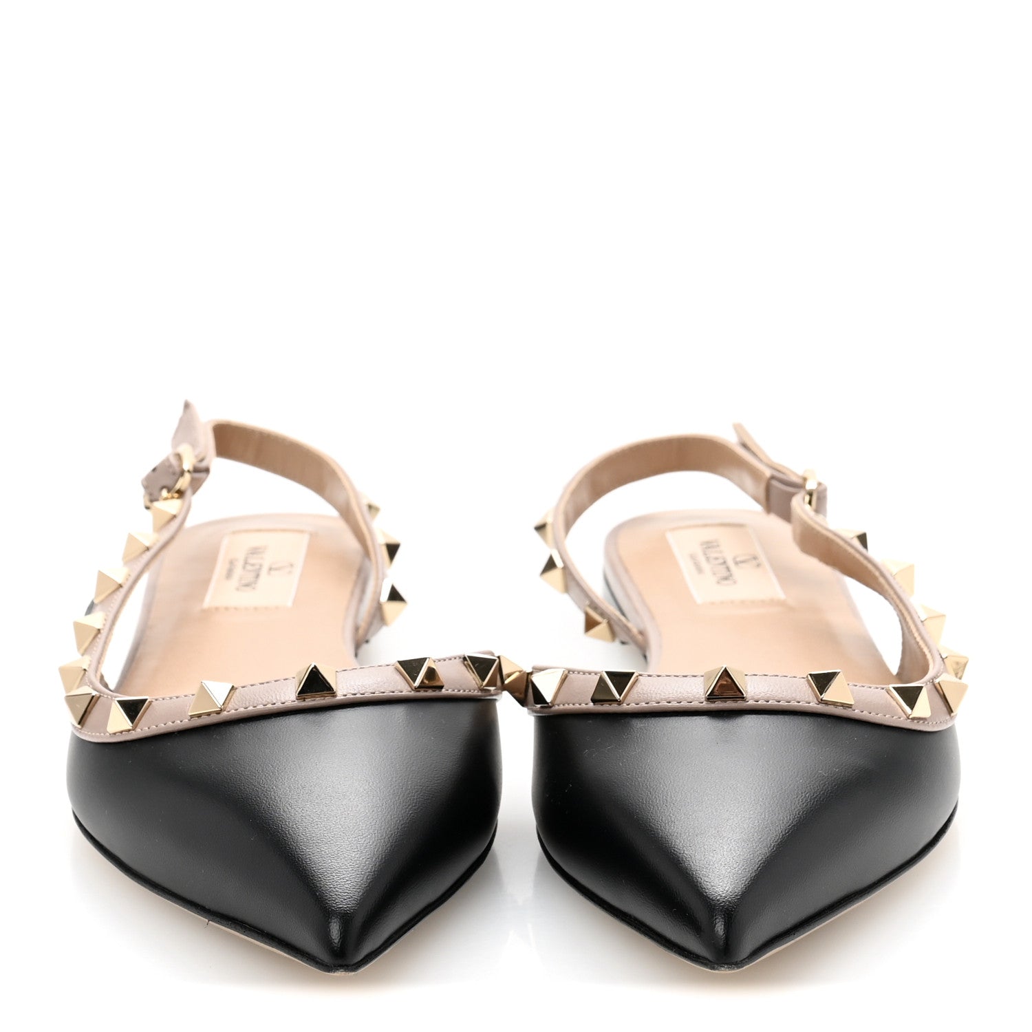 Valentino Garavani Nappa Rockstud Slingback Flats 37.5 Black Poudre 3 of 9