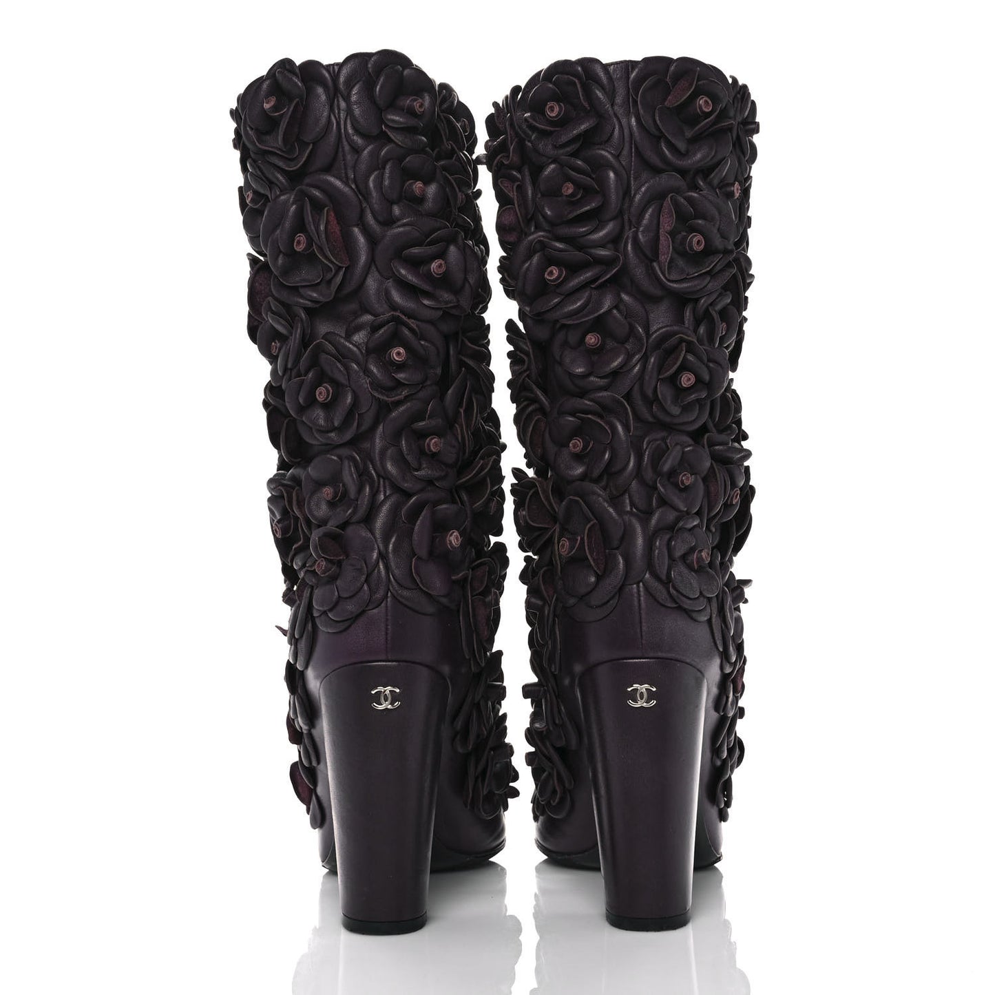Calfskin Camellia Boots 40 Bordeaux