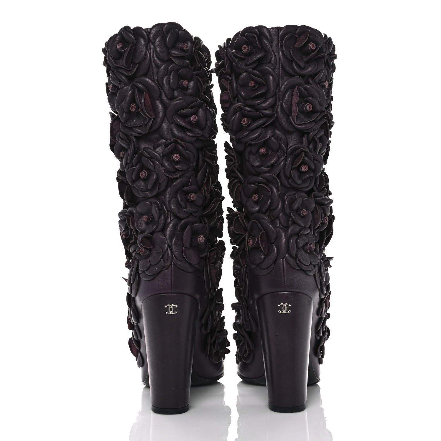 Chanel Calfskin Camellia Boots 40 Bordeaux 5 of 8